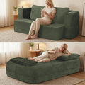 Queen Size Boneless Convertible Sofa Bed with Blanket, Green