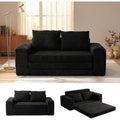 69" Boneless Folding Sofa Bed, 2-in-1 Corduroy Convertible Sleeper Couch with Wide Armrest for Living Room, Classic Black