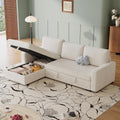 81" L Shaped Convertible Sleeper Sectional Sofa Bed, Beige