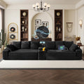 159" Boneless Couch, Corduroy Convertible Modular Floor Sofa Bed, Black