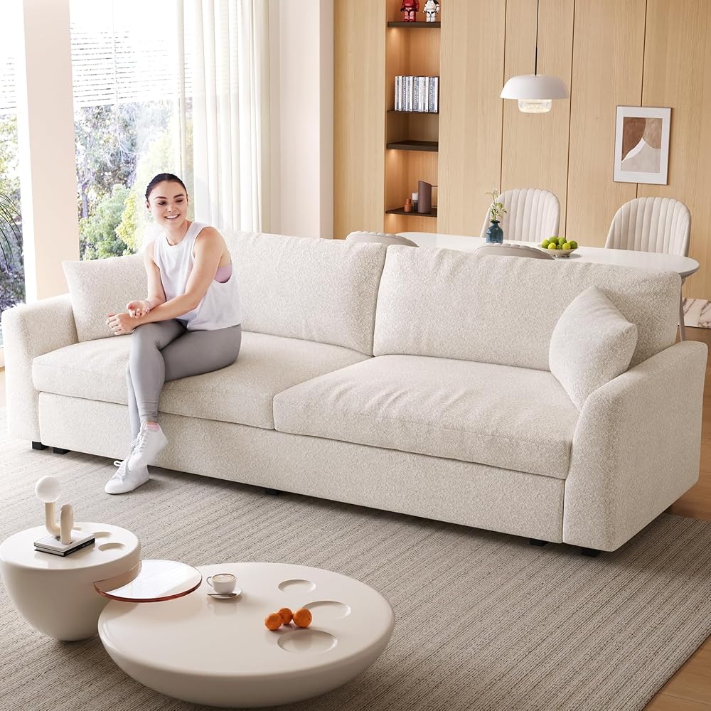 100" Modern Cloud Loveseat Sofa Couch Sleeper Sofa with 2 Pillows Strong Structure for Living Room Apartment Office