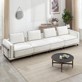 146" Modular Sectioanl Sofa, Oversized 4-Seater Cloud Couches for Living Room, Comfy Deep Seat Couches with Wooden Leg, Armrets, Chenille White