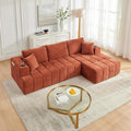108" L-Shaped Chenille Sectional Sofa, Cloud Style Boneless Sofa, Modern Upholstered Couch with Cup Holders & Side Pockets, Compression Sofa for Living Room, No Assembly Required, Right Chaise, Orange