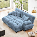 Oversized Modular Velvet Sectional Cloud Sofa Couch with Movable Ottoman,Corner Sofa with Comfortable Armrests, Deep Seat, Convertible L or U Shaped Couch (Sky-Light Blue, 2 Seat +2 Ottoman)