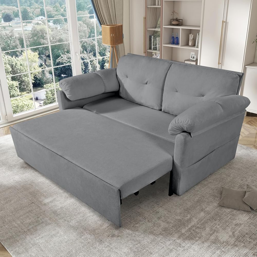 71.65" 3-in-1 Convertible Sleeper Couch for Living Room,Gray